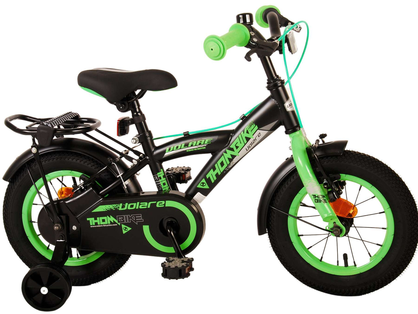 Volare Thombike Kinderfiets - Jongens - 12 inch - Zwart Groen - Twee Handremmen