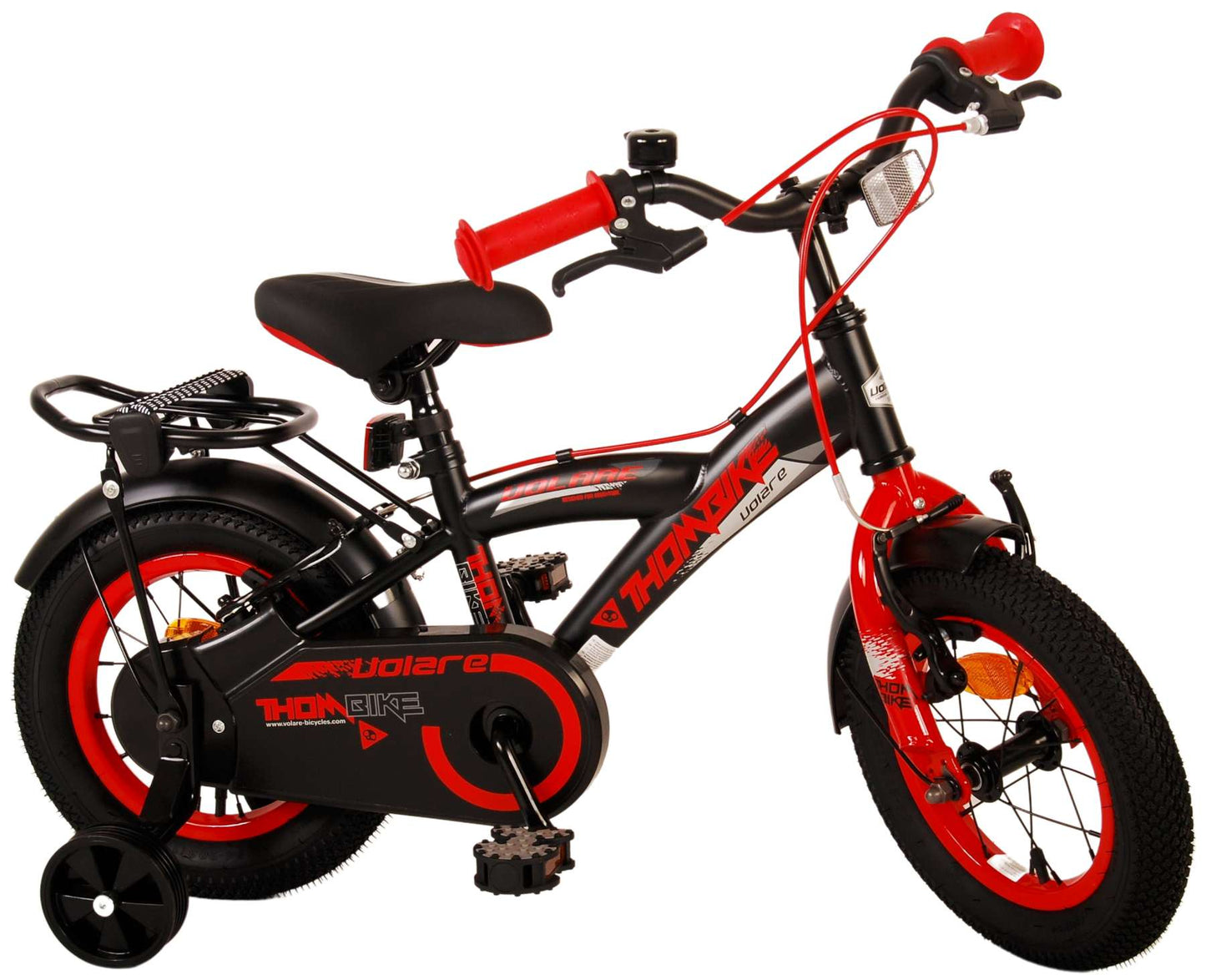 Volare Thombike Kinderfiets - Jongens - 12 inch - Zwart Rood - Twee Handremmen