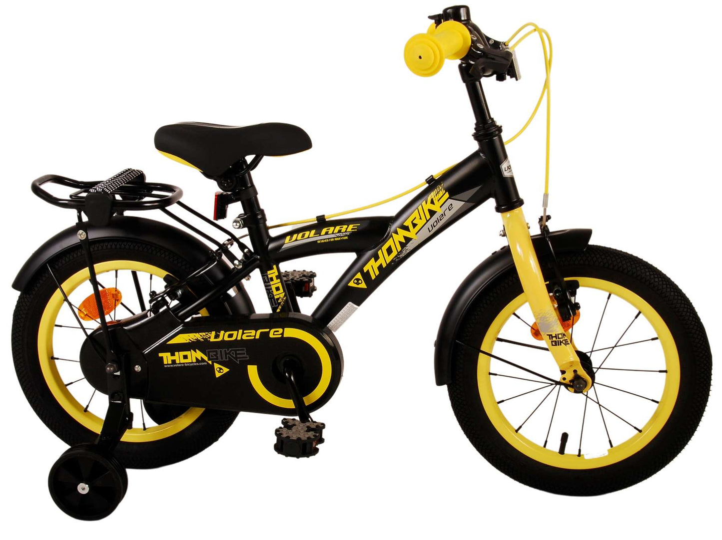 Volare Thombike Kinderfiets - Jongens - 14 inch - Zwart Geel - Twee Handremmen