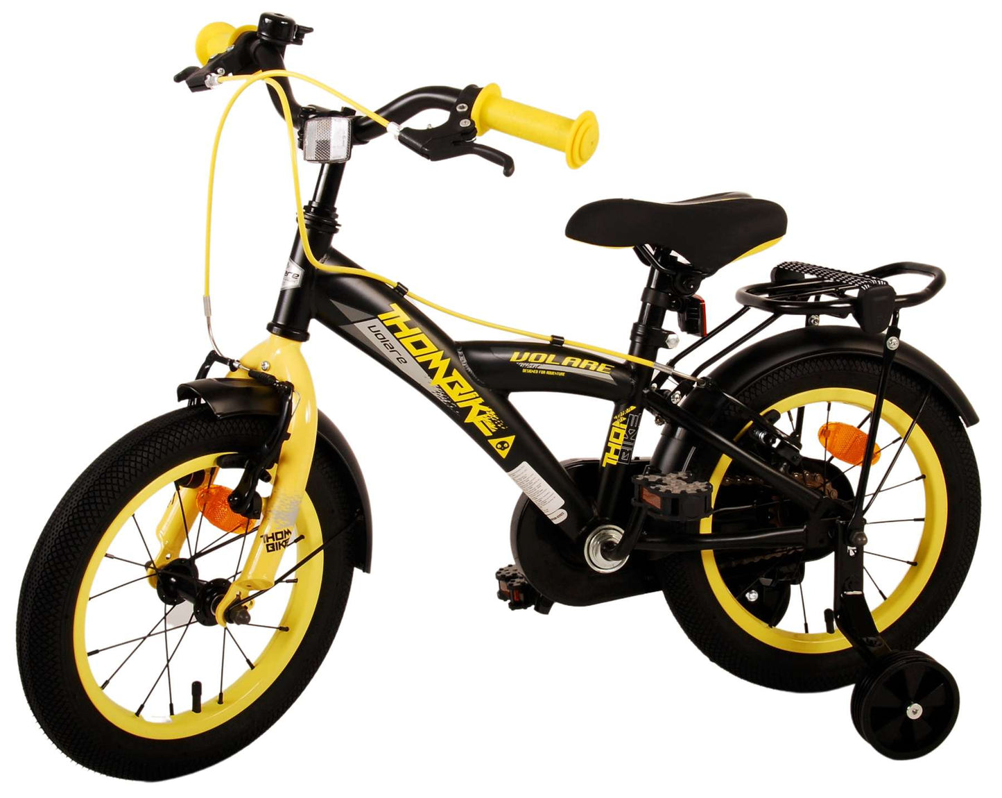 Volare Thombike Kinderfiets - Jongens - 14 inch - Zwart Geel - Twee Handremmen