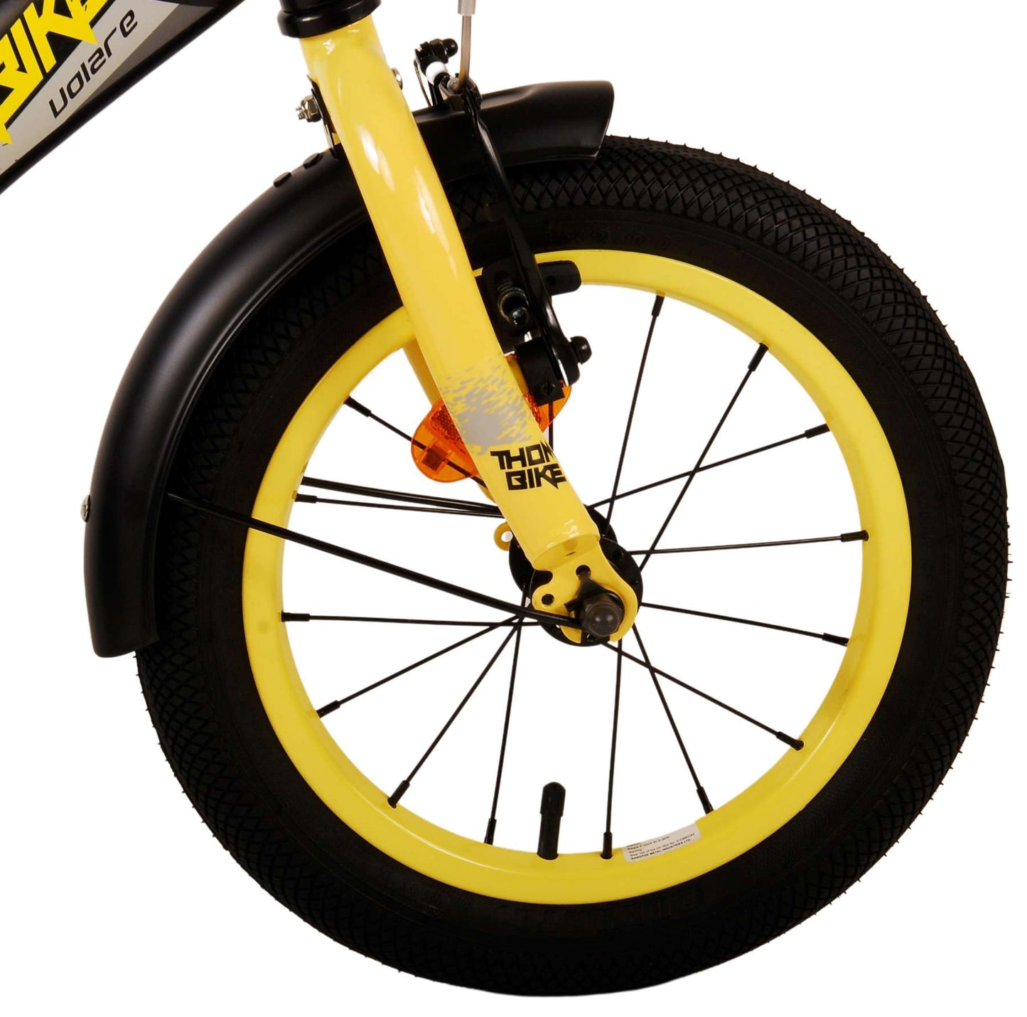 Volare Thombike Kinderfiets - Jongens - 14 inch - Zwart Geel - Twee Handremmen