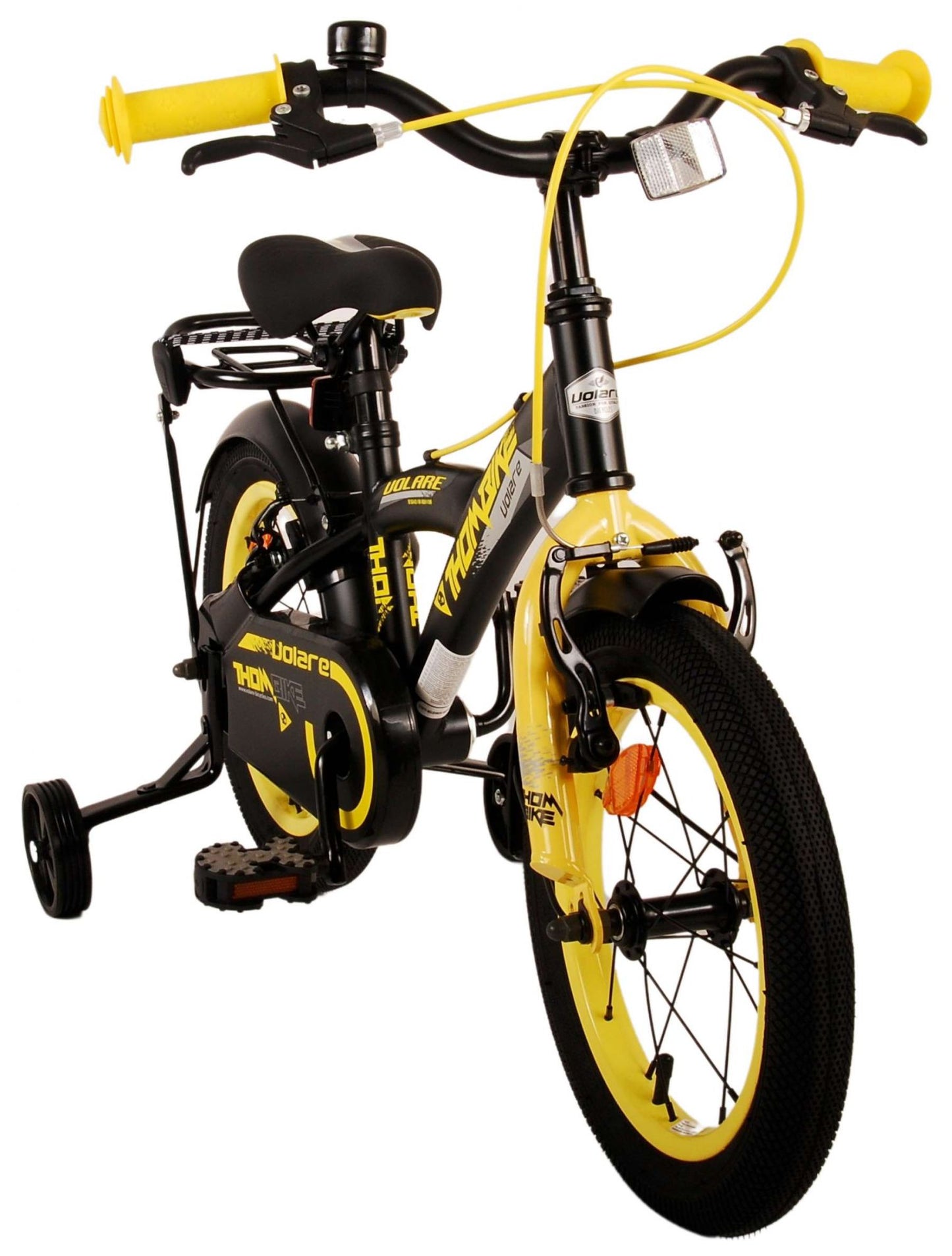 Volare Thombike Kinderfiets - Jongens - 14 inch - Zwart Geel - Twee Handremmen