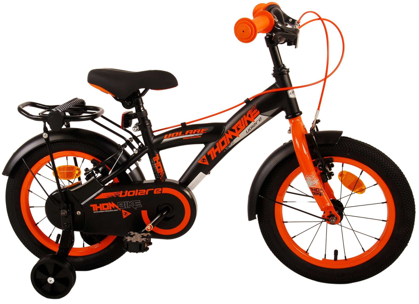 Volare Thombike Kinderfiets - Jongens - 14 inch - Zwart Oranje - Twee Handremmen