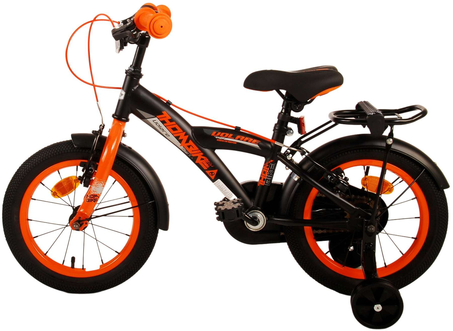 Volare Thombike Kinderfiets - Jongens - 14 inch - Zwart Oranje - Twee Handremmen