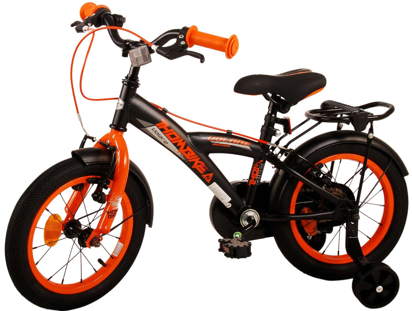 Volare Thombike Kinderfiets - Jongens - 14 inch - Zwart Oranje - Twee Handremmen