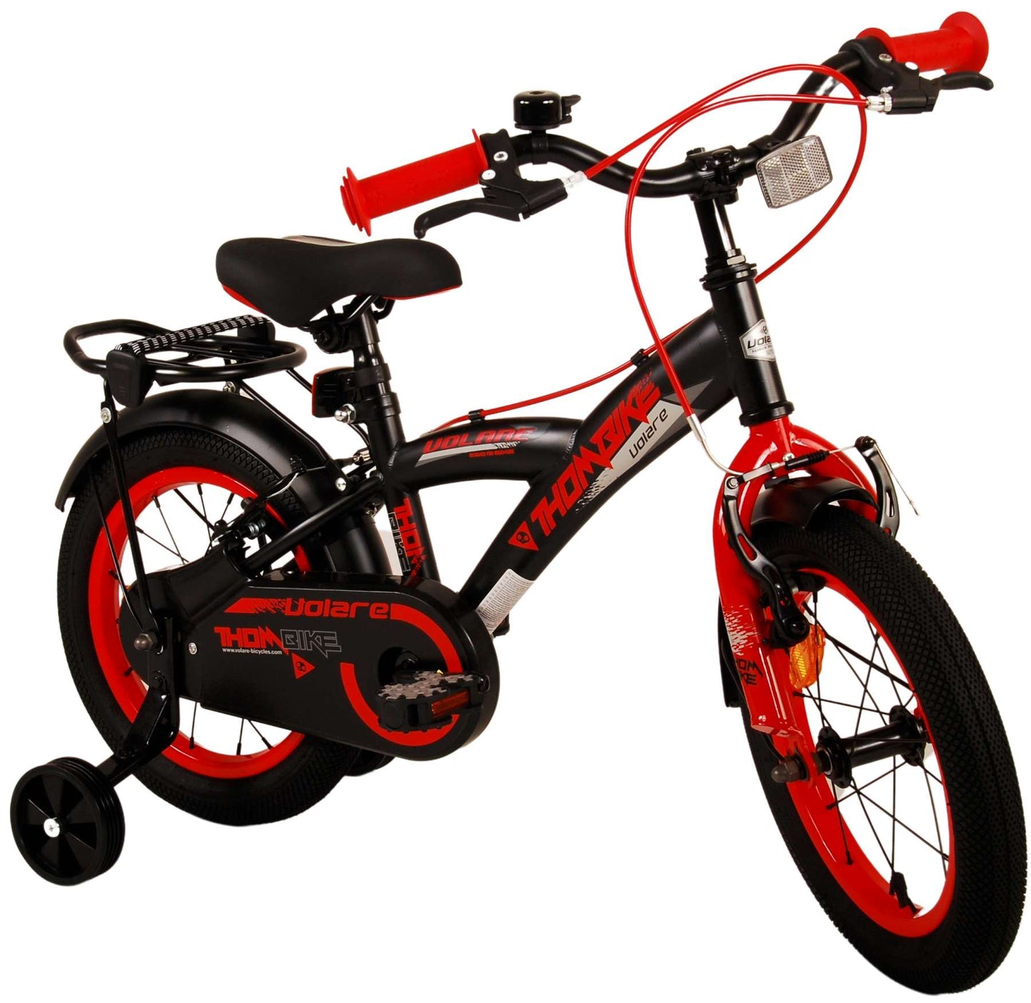 Volare Thombike Kinderfiets - Jongens - 14 inch - Zwart Rood - Twee Handremmen