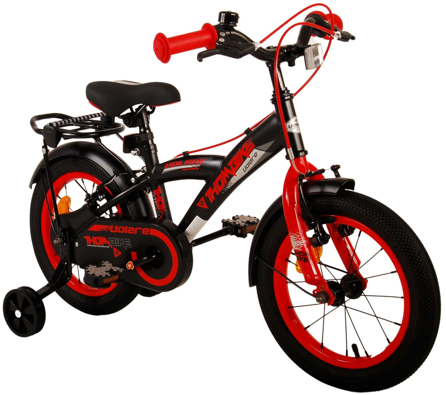 Volare Thombike Kinderfiets - Jongens - 14 inch - Zwart Rood - Twee Handremmen