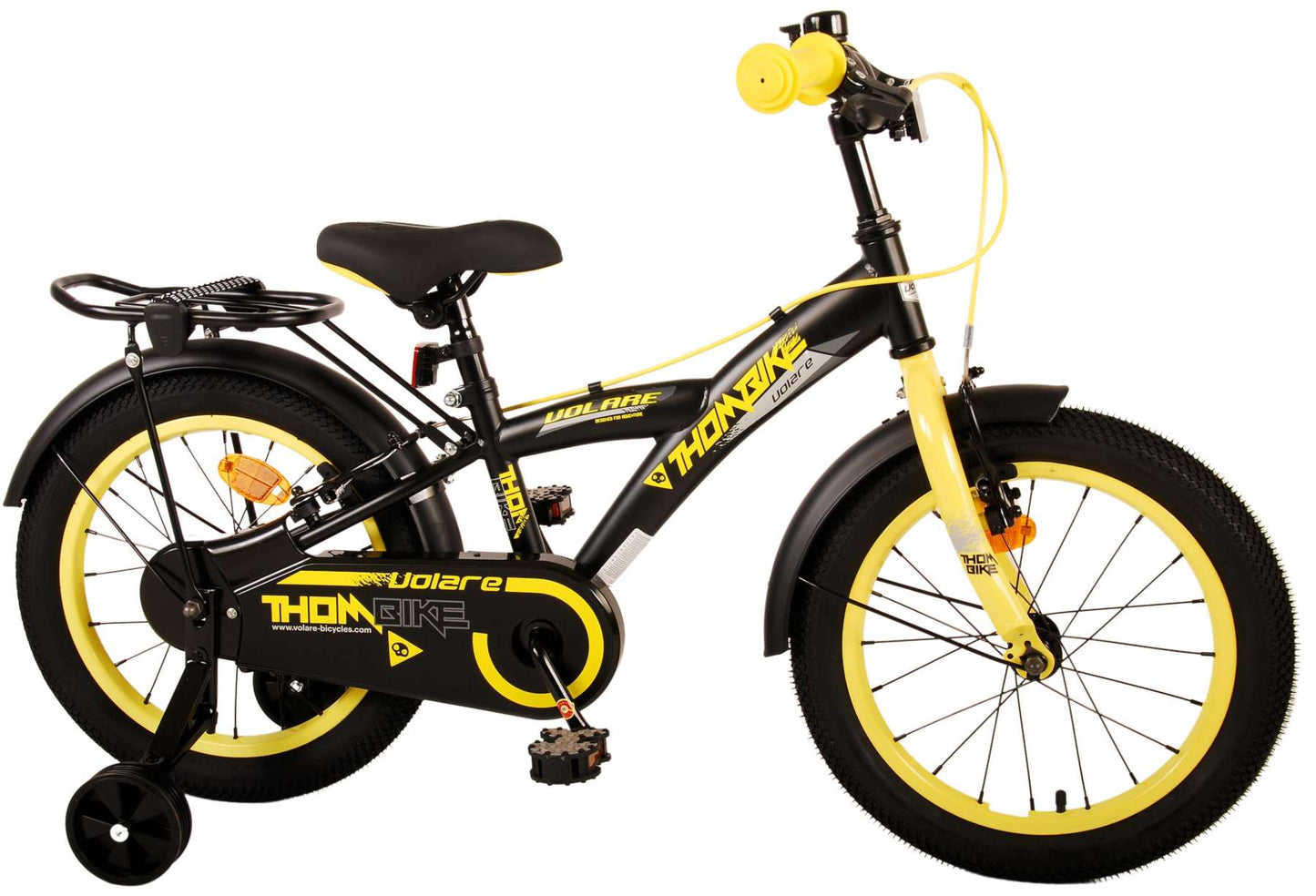 Volare Thombike Kinderfiets - Jongens - 16 inch - Zwart Geel - Twee Handremmen