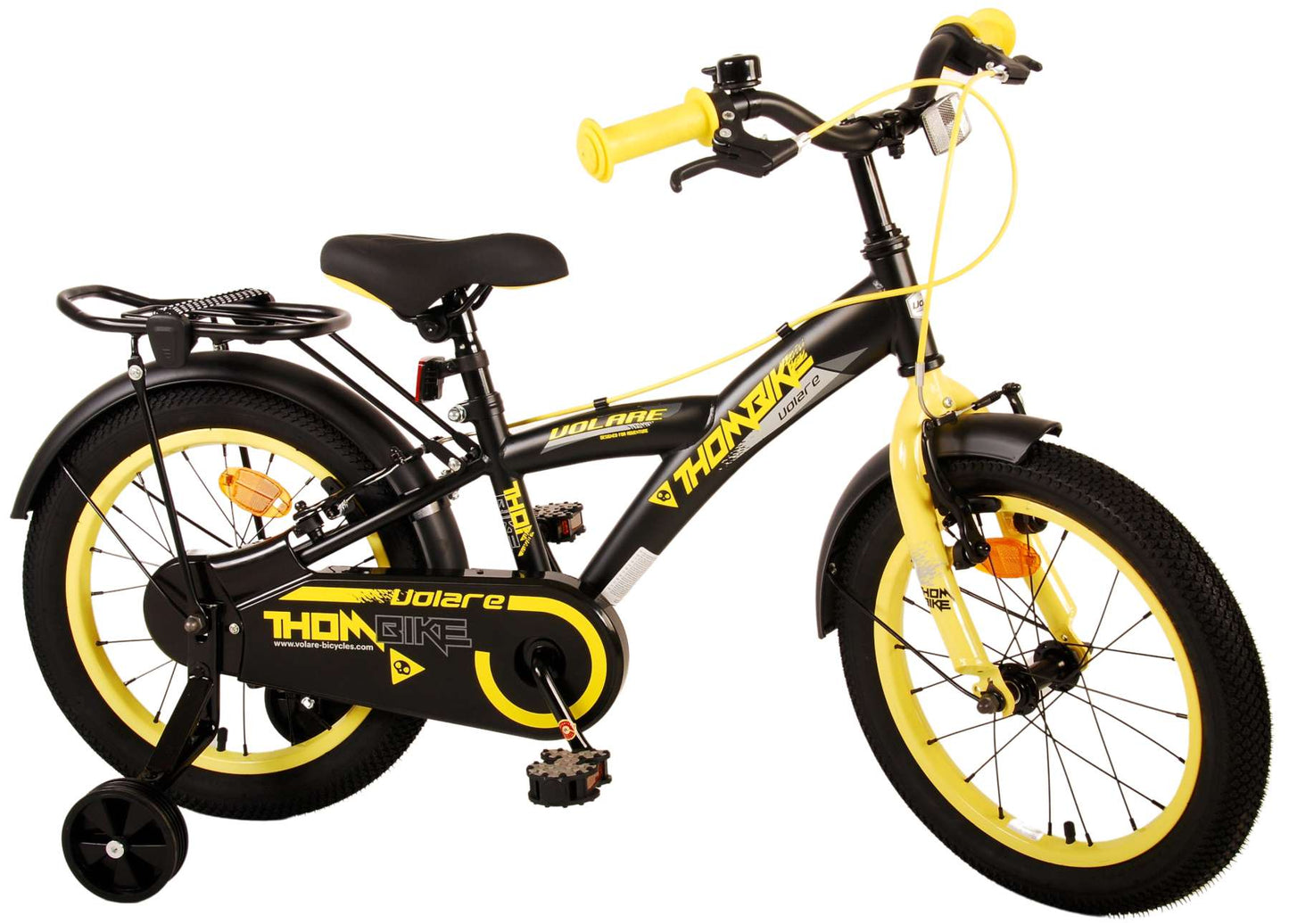 Volare Thombike Kinderfiets - Jongens - 16 inch - Zwart Geel - Twee Handremmen