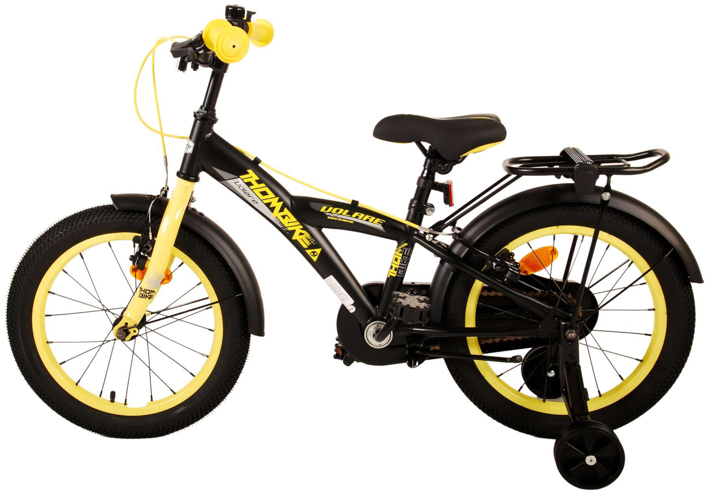 Volare Thombike Kinderfiets - Jongens - 16 inch - Zwart Geel - Twee Handremmen