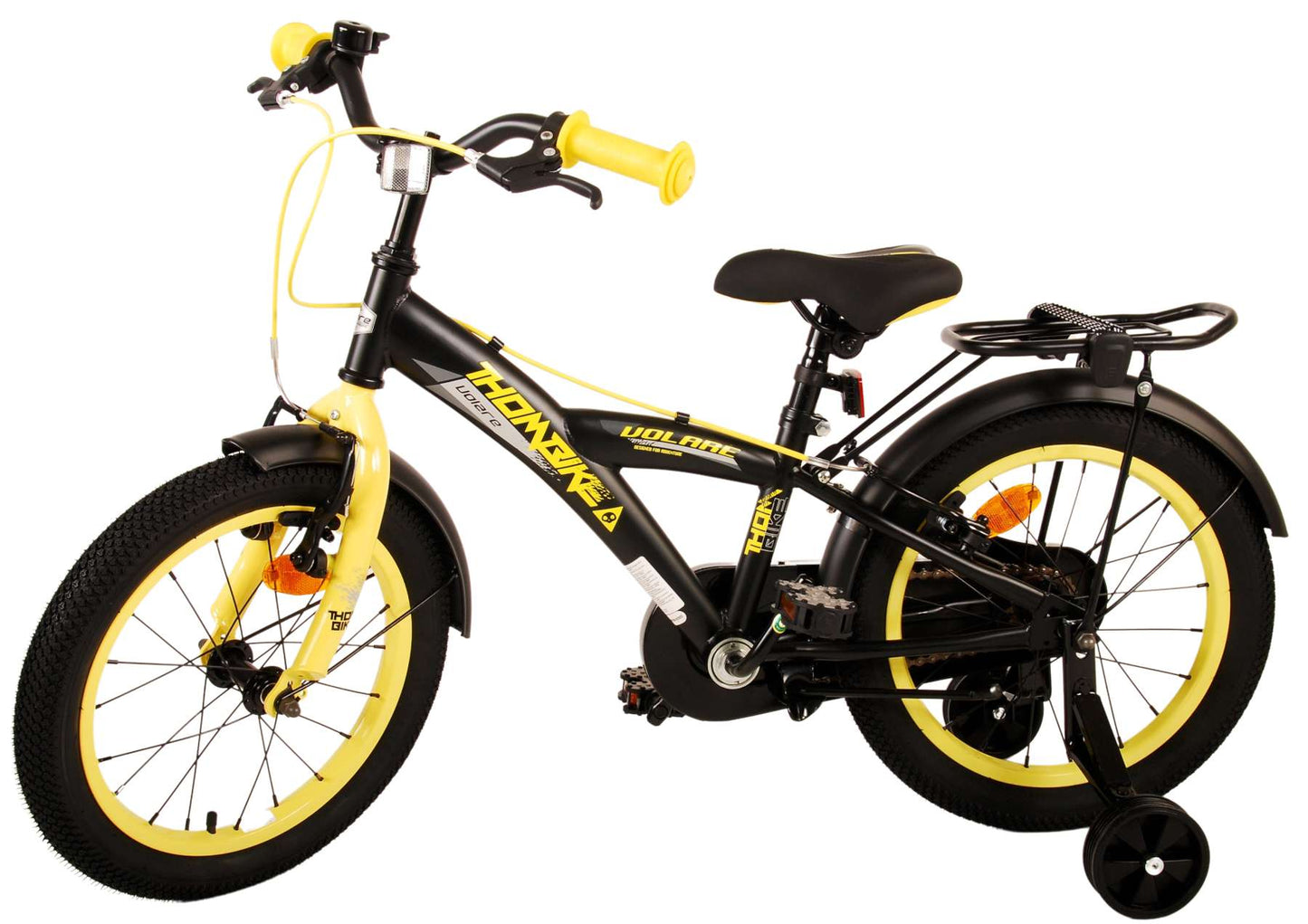 Volare Thombike Kinderfiets - Jongens - 16 inch - Zwart Geel - Twee Handremmen