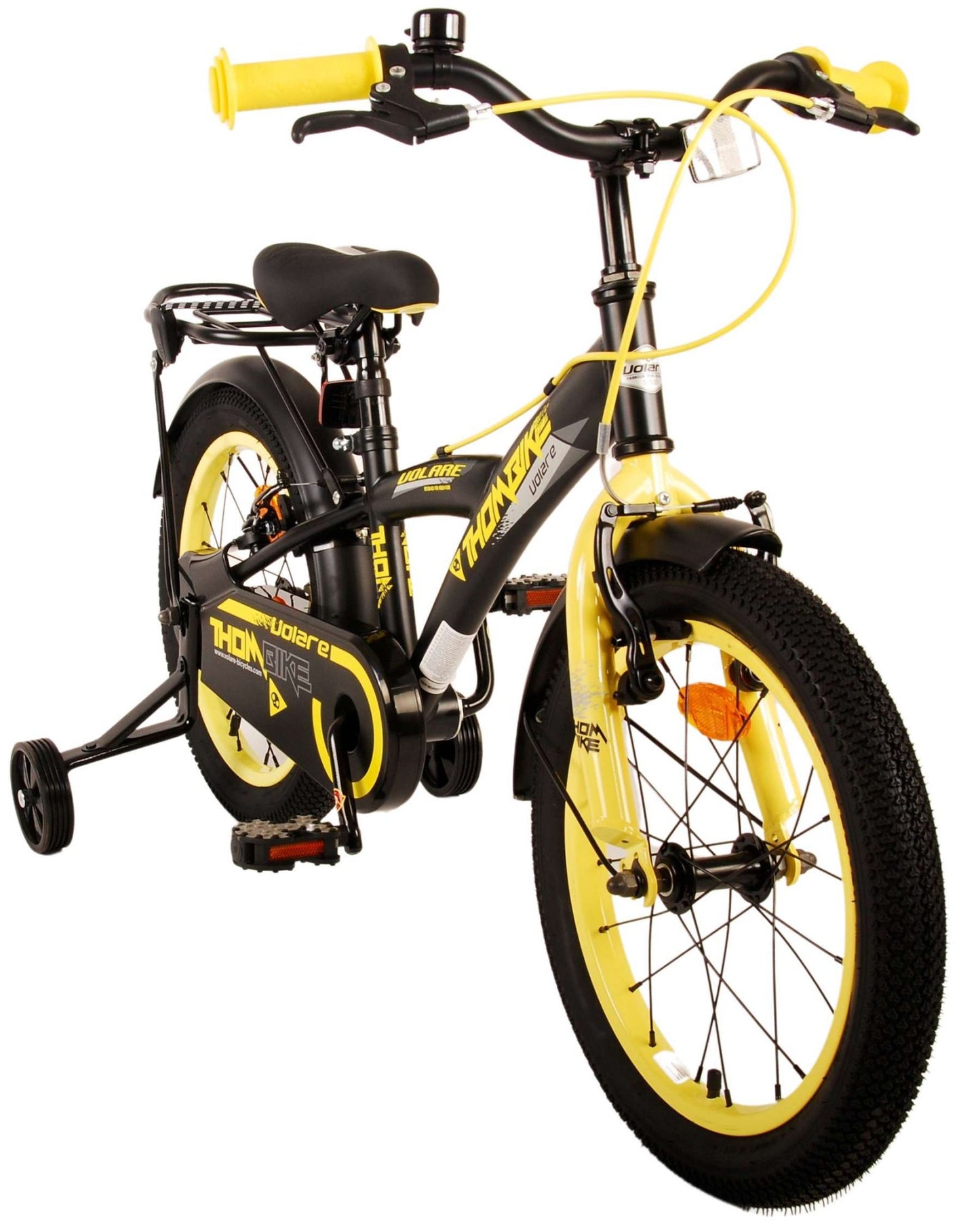 Volare Thombike Kinderfiets - Jongens - 16 inch - Zwart Geel - Twee Handremmen