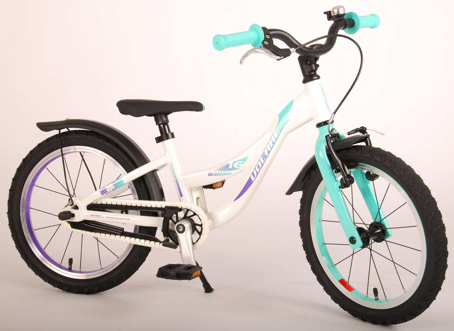 Volare Glamour Kinderfiets - Meisjes - 16 inch - Wit/Mint Groen - Prime Collection