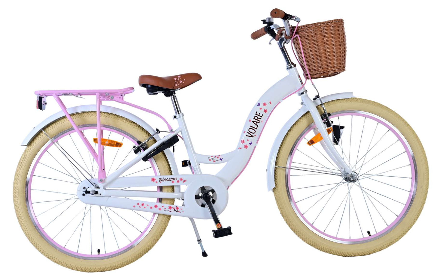 Volare Blossom Kinderfiets - Meisjes - 24 inch - Wit - Twee handremmen
