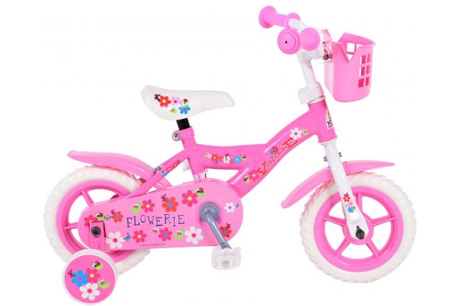 Volare Flowerie Kinderfiets - Meisjes - 10 inch - Roze/Wit - Doortrapper