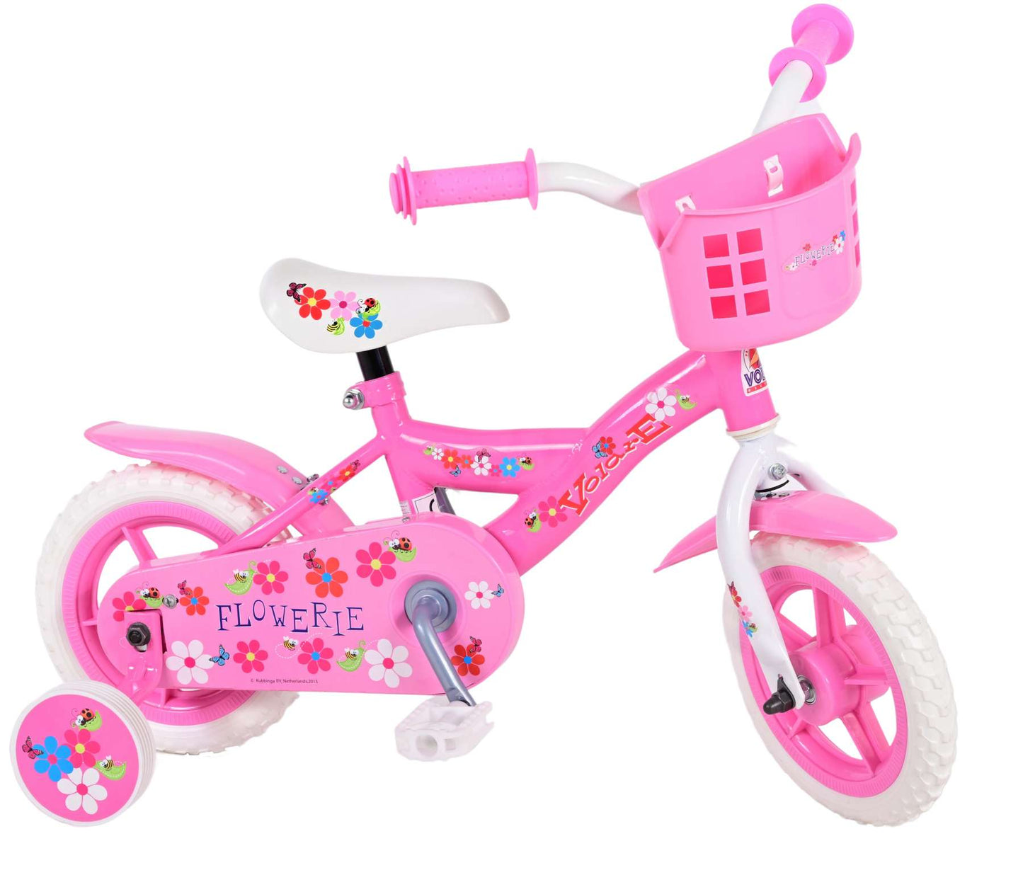 Volare Flowerie Kinderfiets - Meisjes - 10 inch - Roze/Wit - Doortrapper