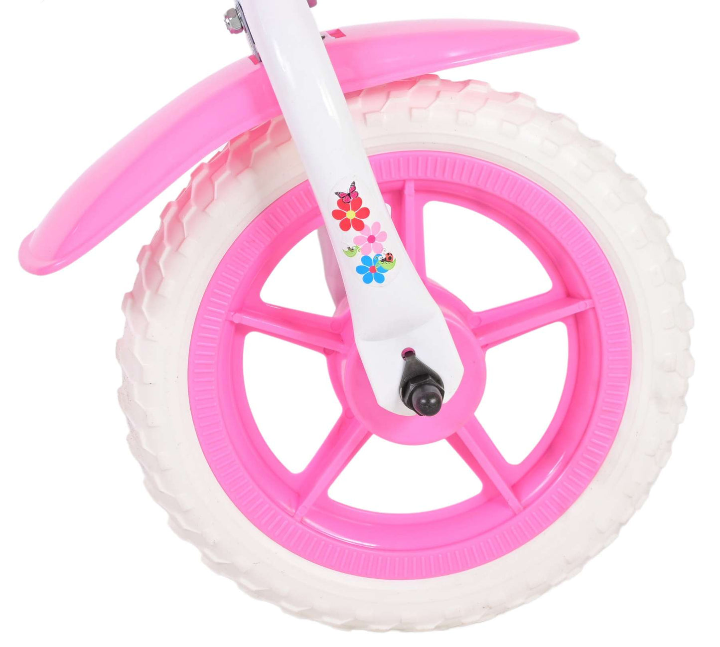 Volare Flowerie Kinderfiets - Meisjes - 10 inch - Roze/Wit - Doortrapper