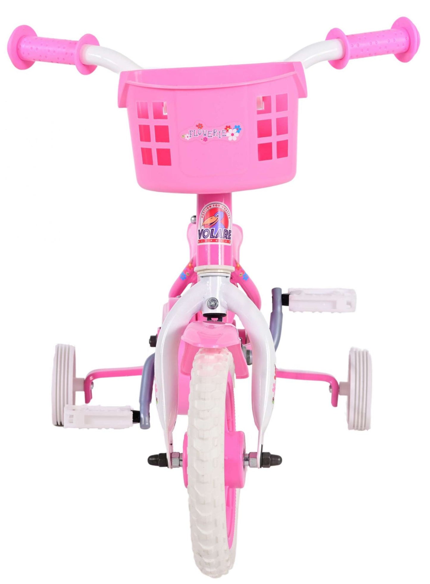 Volare Flowerie Kinderfiets - Meisjes - 10 inch - Roze/Wit - Doortrapper