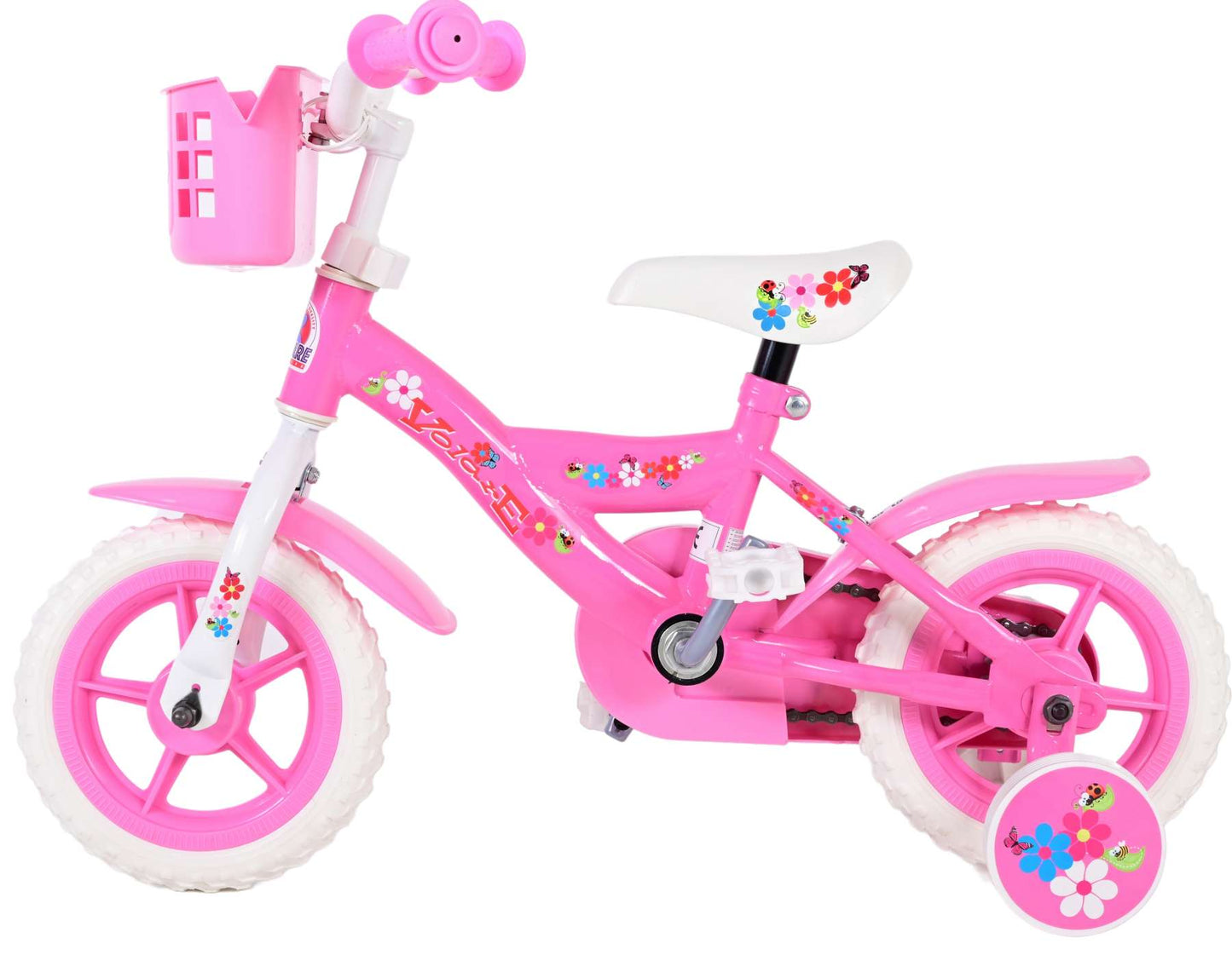 Volare Flowerie Kinderfiets - Meisjes - 10 inch - Roze/Wit - Doortrapper