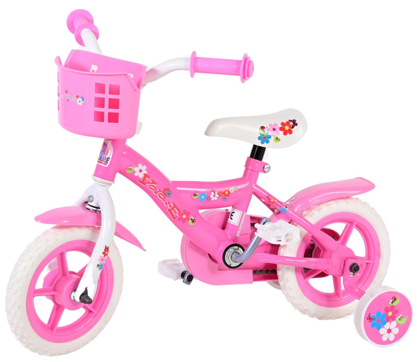 Volare Flowerie Kinderfiets - Meisjes - 10 inch - Roze/Wit - Doortrapper