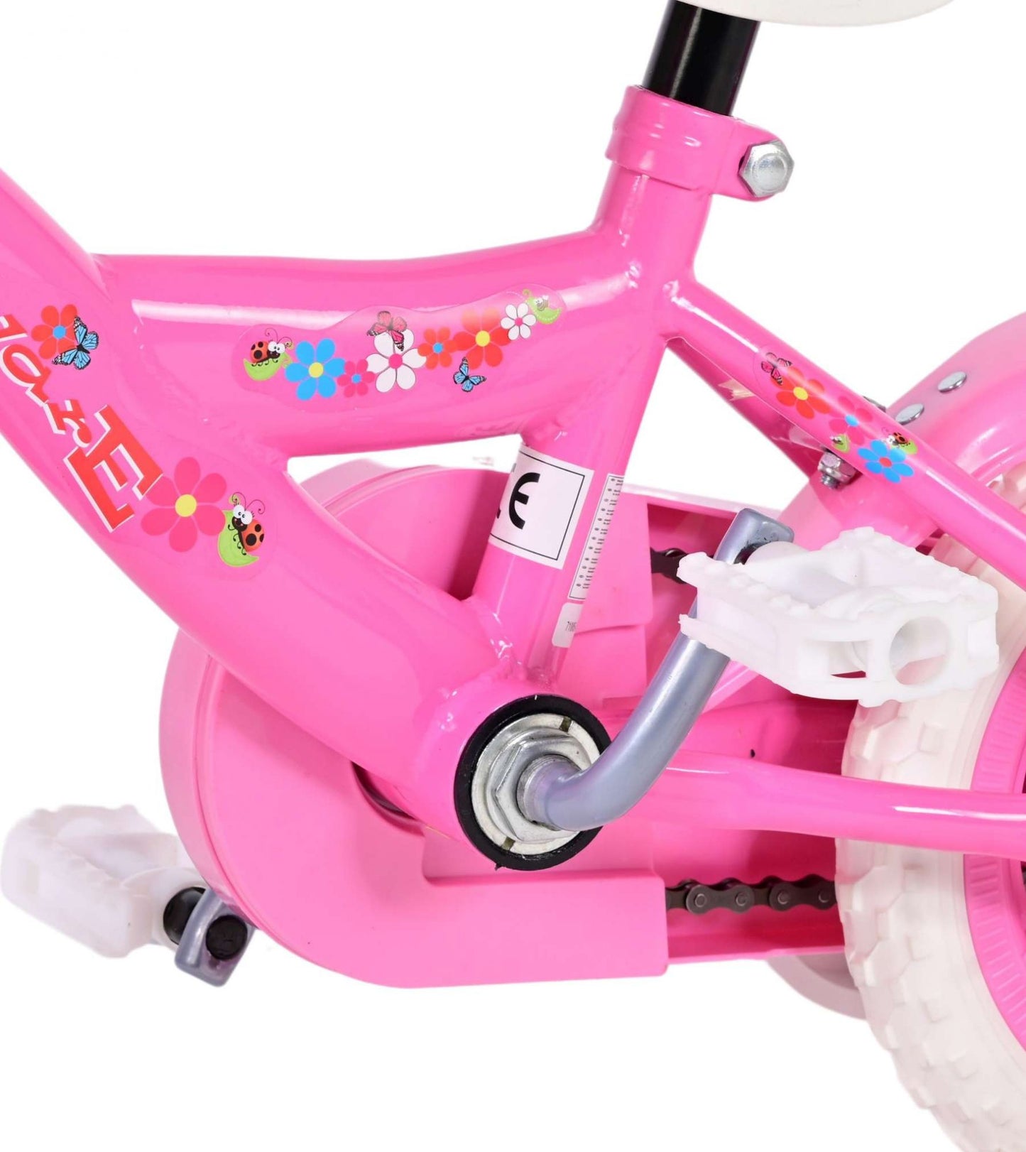 Volare Flowerie Kinderfiets - Meisjes - 10 inch - Roze/Wit - Doortrapper