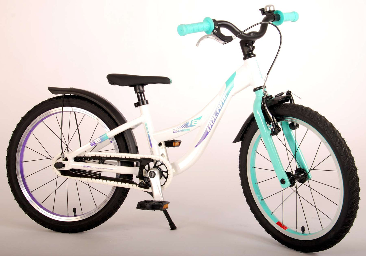 Volare Glamour Kinderfiets - Meisjes - 18 inch - Wit/Mint Groen - Prime Collection