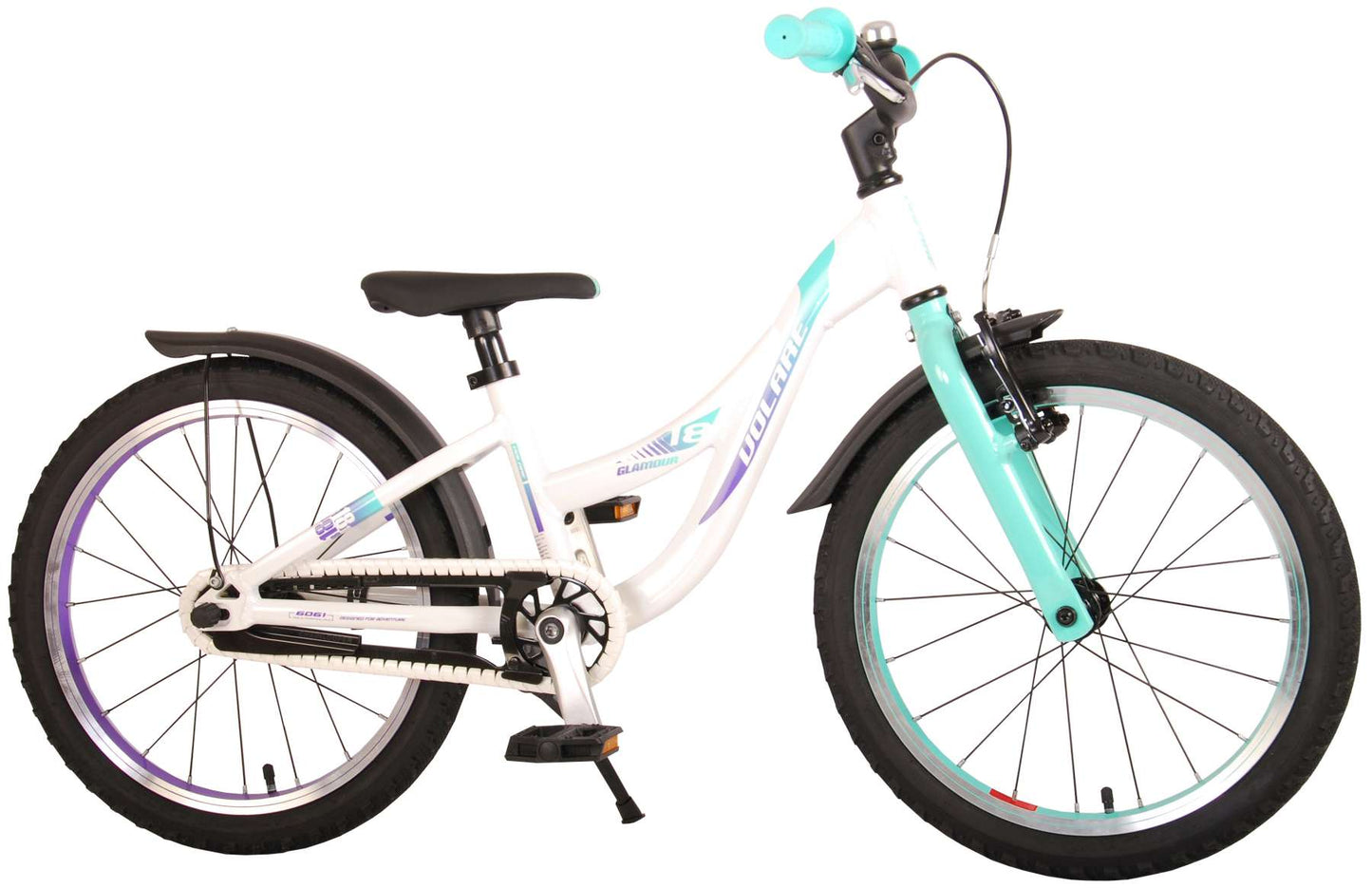 Volare Glamour Kinderfiets - Meisjes - 18 inch - Wit/Mint Groen - Prime Collection