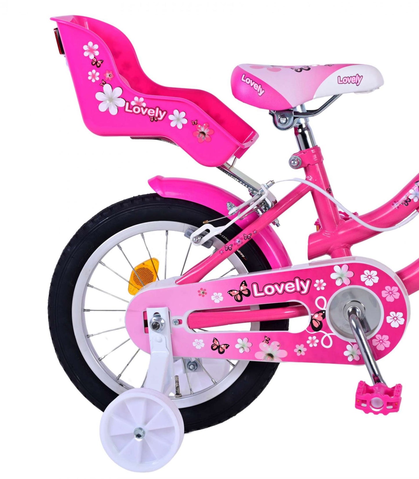 Volare Lovely Kinderfiets - Meisjes - 14 inch - Roze Wit - Twee Handremmen