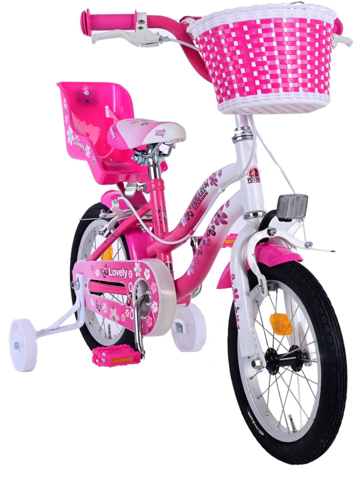 Volare Lovely Kinderfiets - Meisjes - 14 inch - Roze Wit - Twee Handremmen