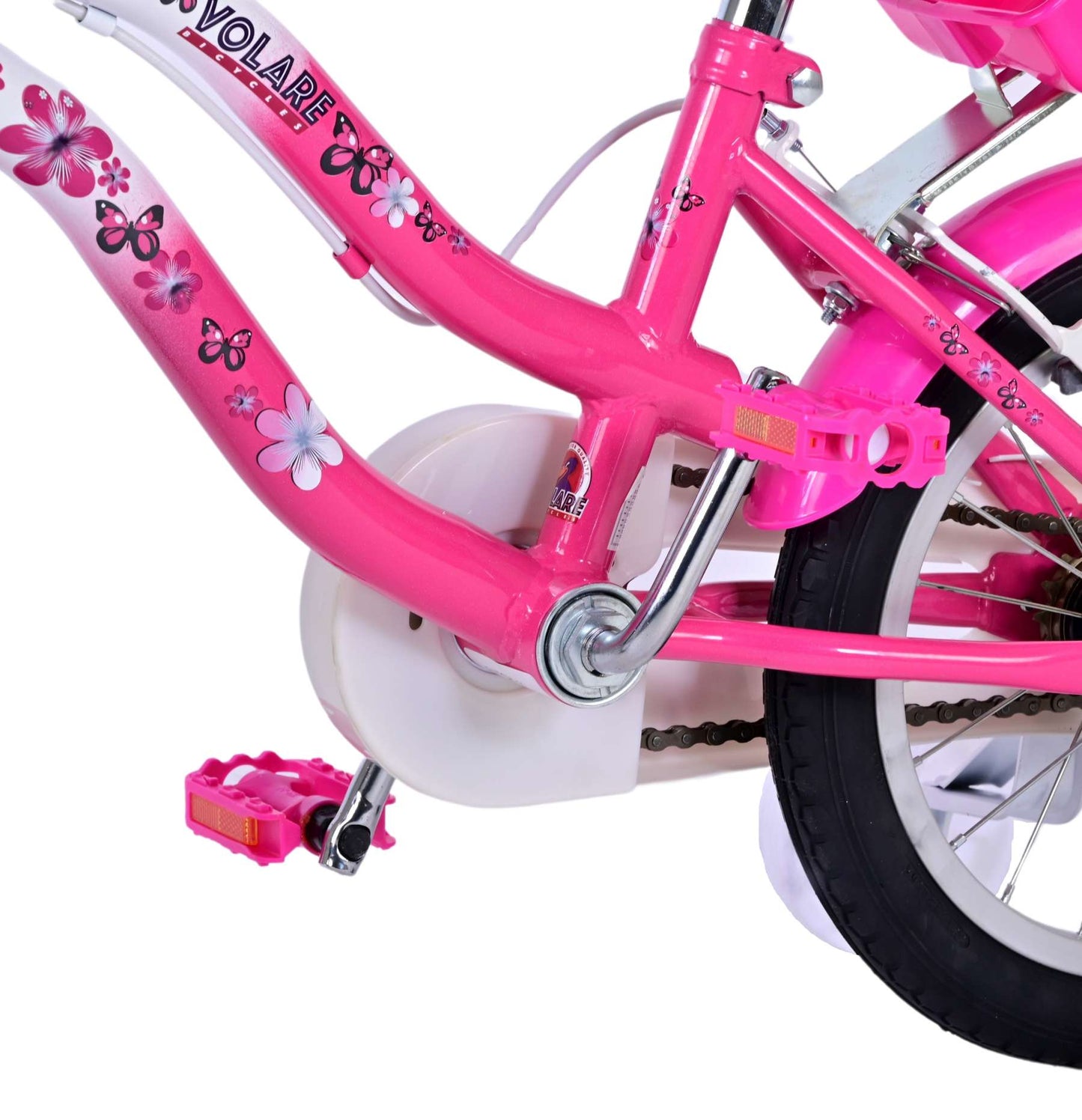 Volare Lovely Kinderfiets - Meisjes - 14 inch - Roze Wit - Twee Handremmen