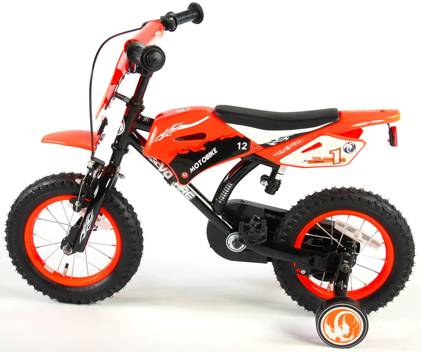 Volare Motorbike Kinderfiets - Jongens - 12 inch - Oranje - 95% afgemonteerd