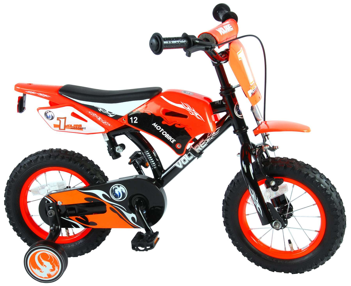 Volare Motorbike Kinderfiets - Jongens - 12 inch - Oranje - 95% afgemonteerd