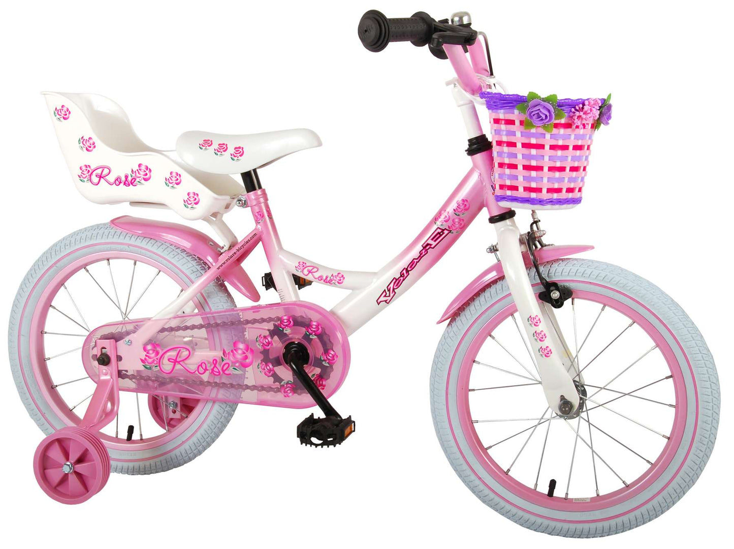 Volare Rose Kinderfiets - Meisjes - 16 inch - Roze/Wit - 95% afgemonteerd