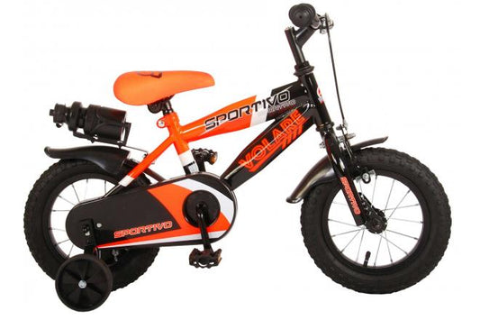 Volare Sportivo Kinderfiets - Jongens - 12 inch - Neon Oranje/Zwart - 95% afgemonteerd