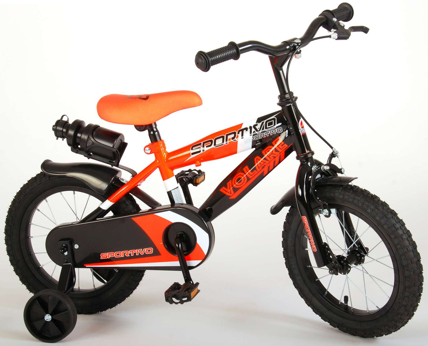 Volare Sportivo Kinderfiets - Jongens - 14 inch - Neon Oranje/Zwart - 95% afgemonteerd