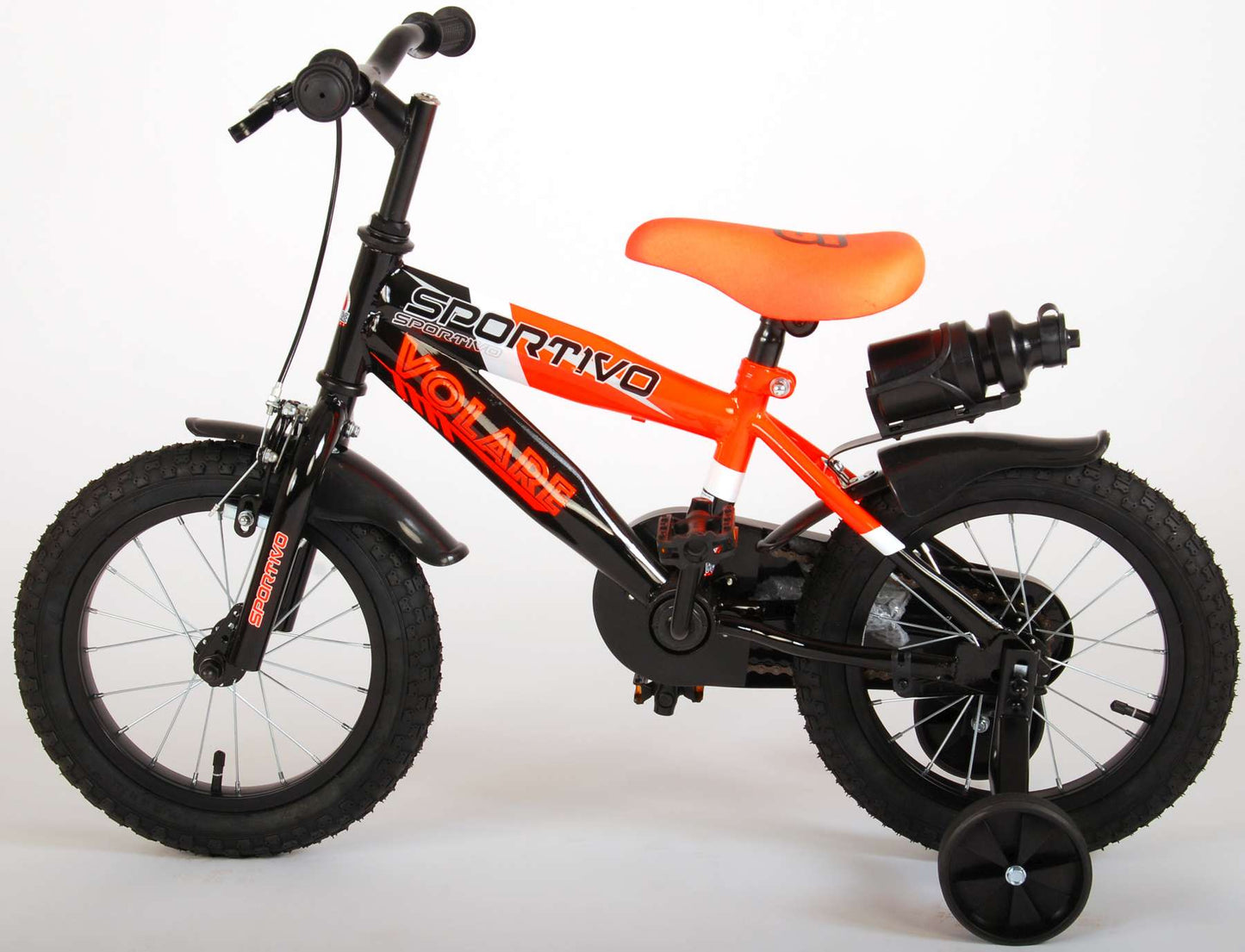 Volare Sportivo Kinderfiets - Jongens - 14 inch - Neon Oranje/Zwart - 95% afgemonteerd