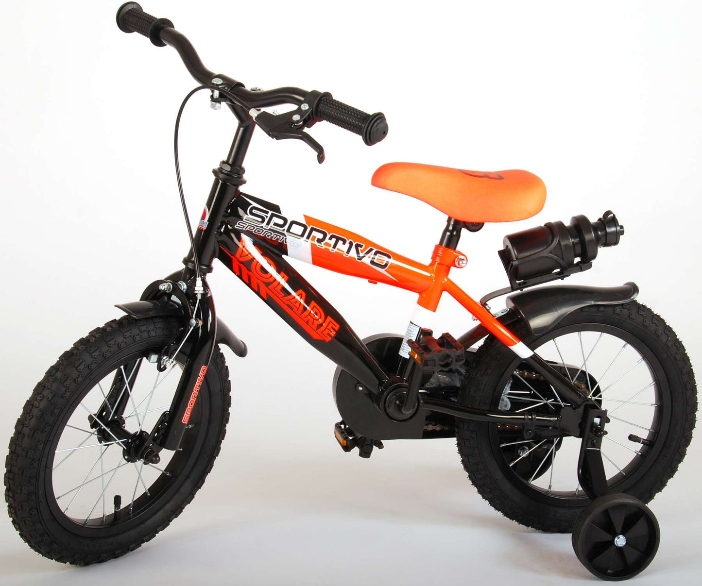 Volare Sportivo Kinderfiets - Jongens - 14 inch - Neon Oranje/Zwart - 95% afgemonteerd