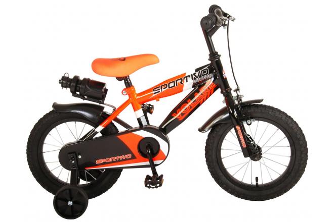 Volare Sportivo Kinderfiets - Jongens - 14 inch - Neon Oranje/Zwart - 95% afgemonteerd