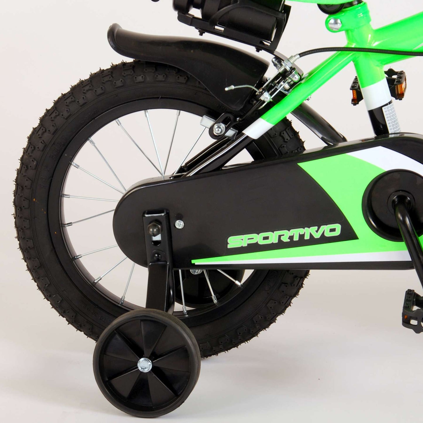 Volare Sportivo Kinderfiets - Jongens - 14 inch - Neon Groen Zwart - Twee Handremmen - 95% afgemonteerd