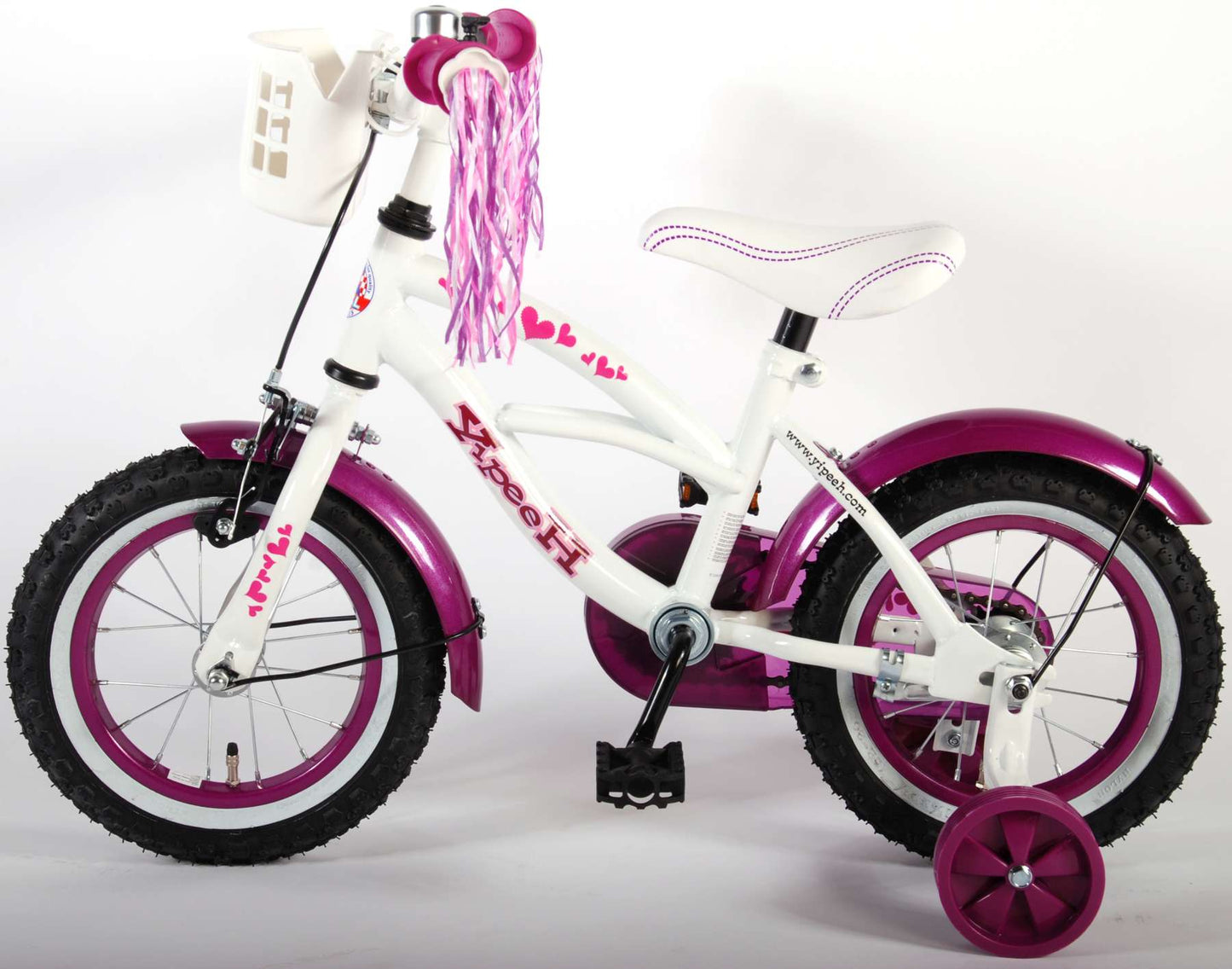 Volare Heart Cruiser Kinderfiets - Meisjes - 12 inch - Wit/Paars