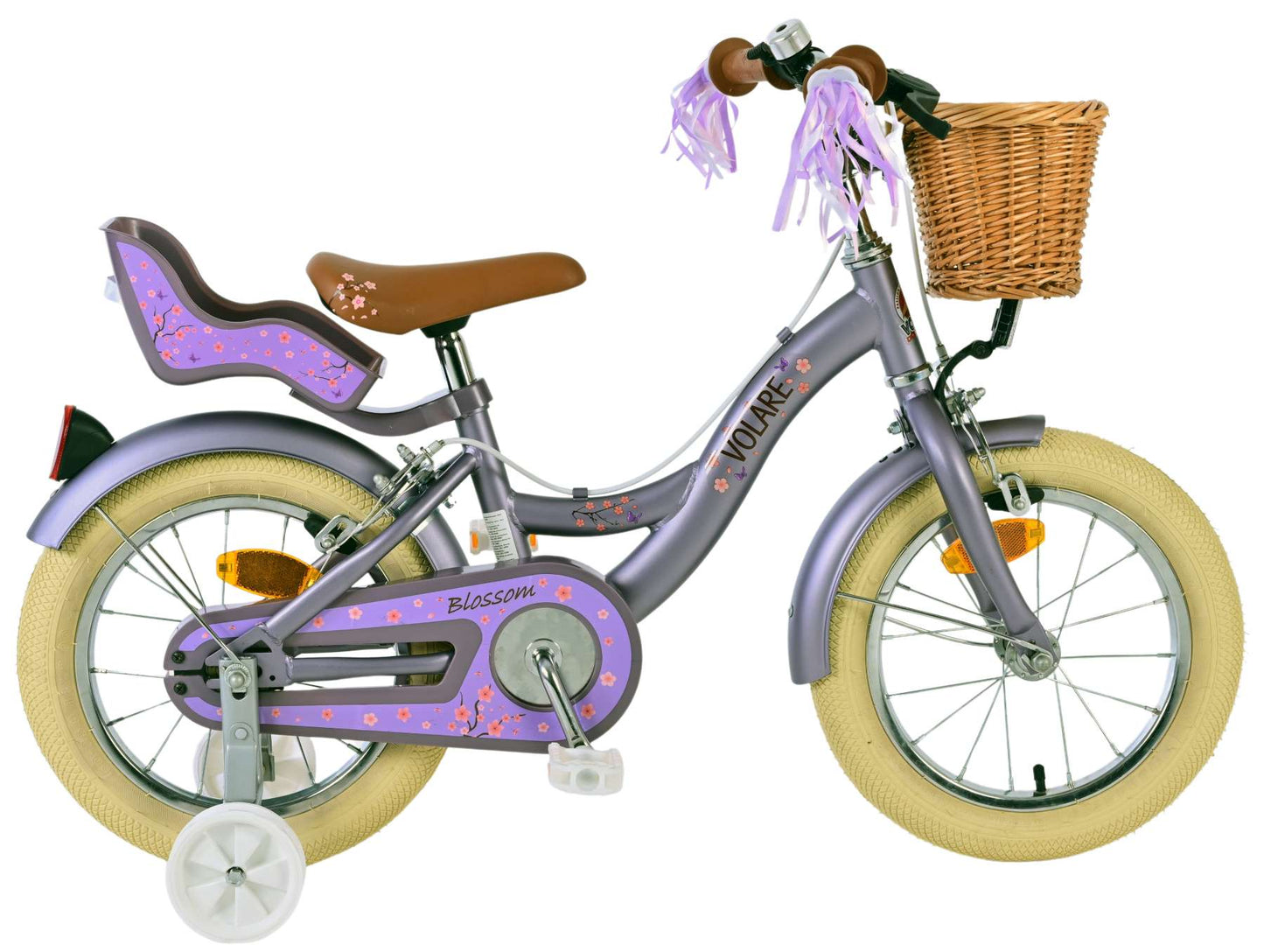 Volare Blossom Kinderfiets - Meisjes - 14 inch - Paars- Twee Handremmen (rijklaar)