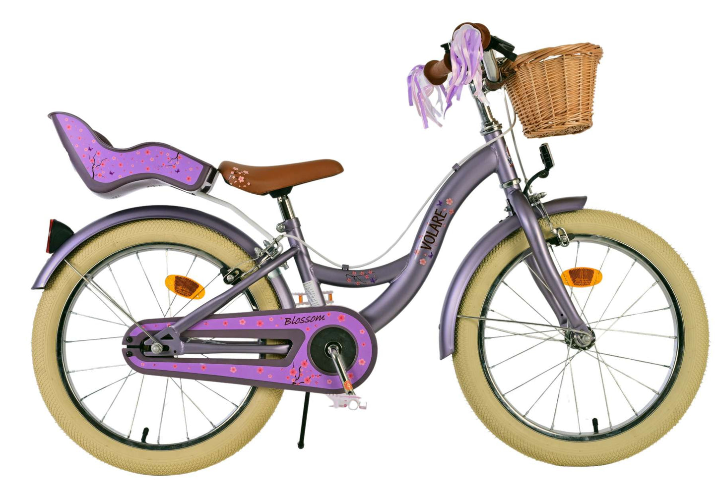 Volare Blossom Kinderfiets - Meisjes - 18 inch - Paars - Twee Handremmen (rijklaar)