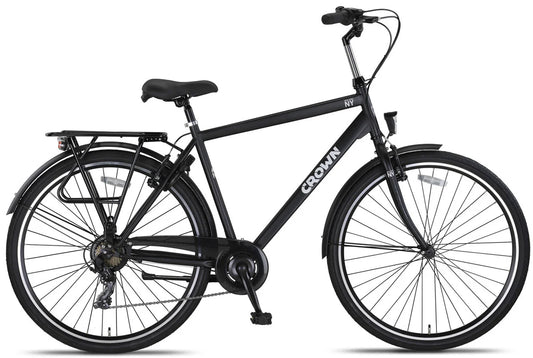 Crown New York Herenfiets 28 inch  Mat Zwart 7v (rijklaar)