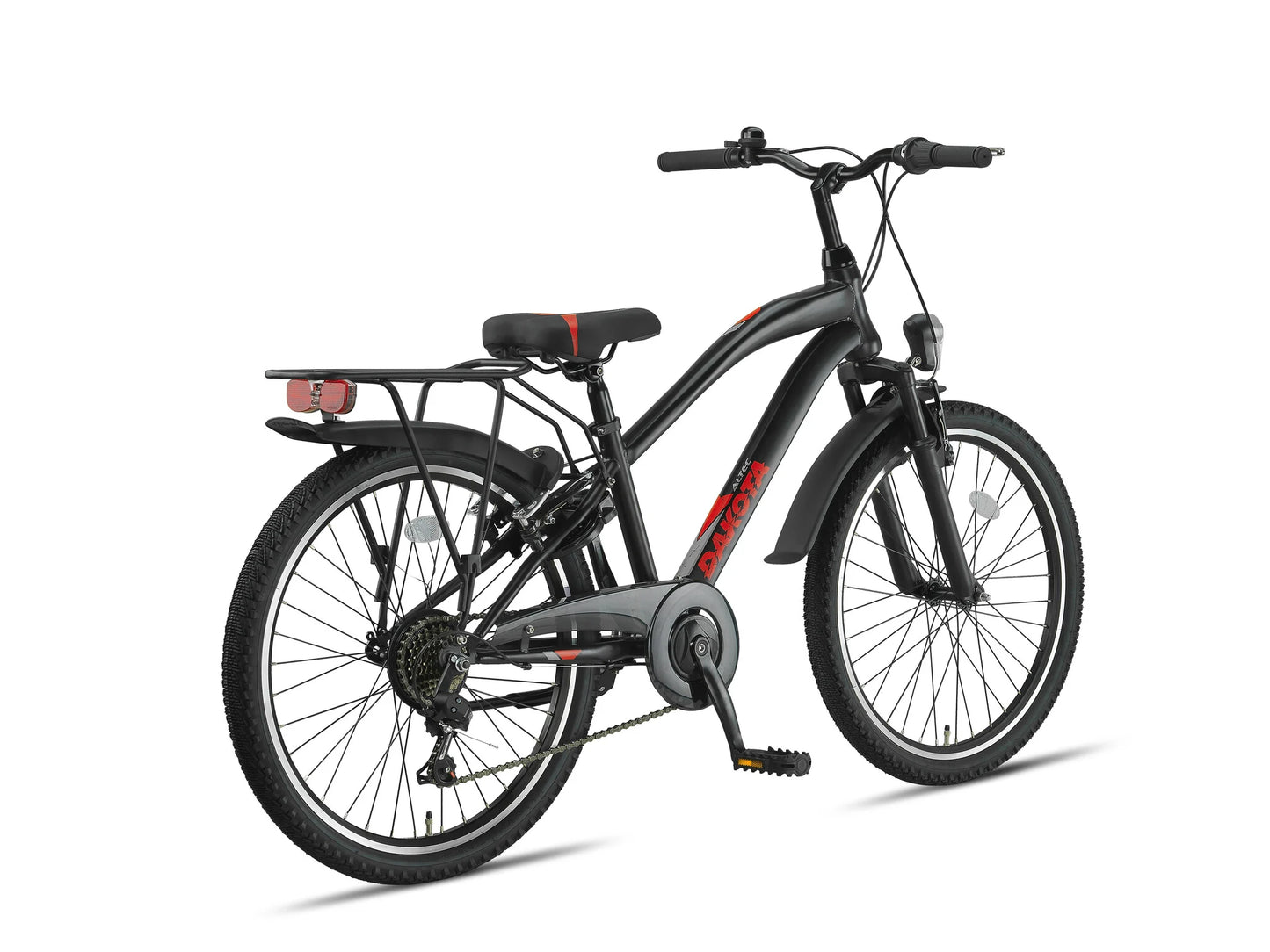 Altec Dakota 24 inch MTB Black Red Jongensfiets met 7 versnellingen