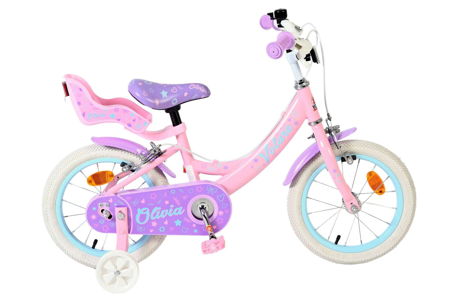 Volare Olivia Kinderfiets - Meisjes - 14 inch - Roze - Twee Handremmen