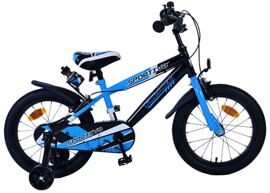 Volare Sportivo Kinderfiets - Jongens - 16 inch - Blauw- Twee Handremmen - 100% afgemonteerd