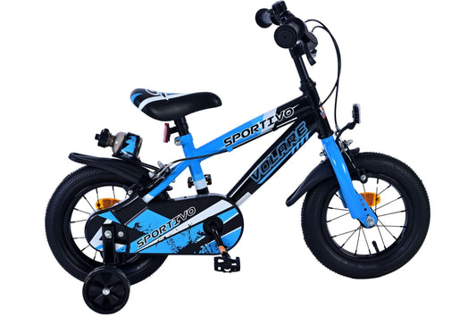 Volare Sportivo Kinderfiets - Jongens - 12 inch - Neon Blauw Zwart - Twee Handremmen - 95% afgemonteerd