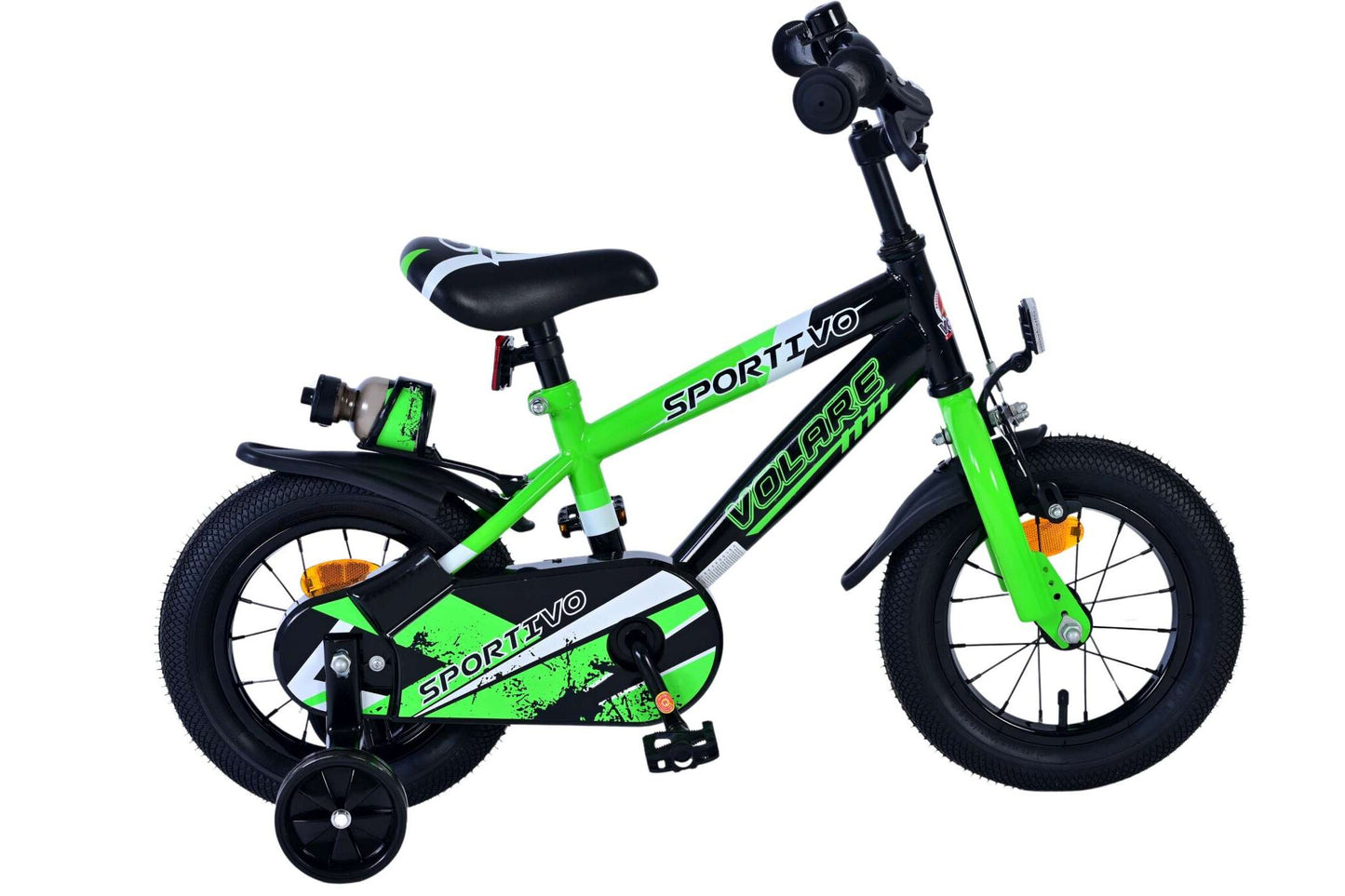 Volare Sportivo Kinderfiets - Jongens - 12 inch - Neon Groen/Zwart - 95% afgemonteerd