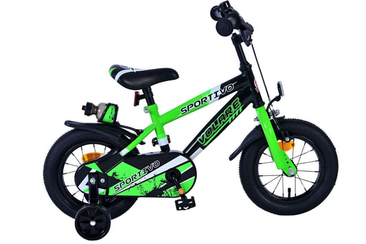Volare Sportivo Kinderfiets - Jongens - 12 inch - Neon Groen/Zwart - 95% afgemonteerd