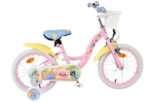 Disney Stitch Kinderfiets - Meisjes - 16 inch - Crème Koraal Blauw